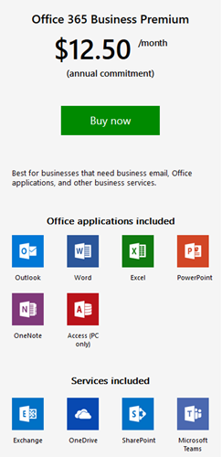 O365 Business Premium subscription details