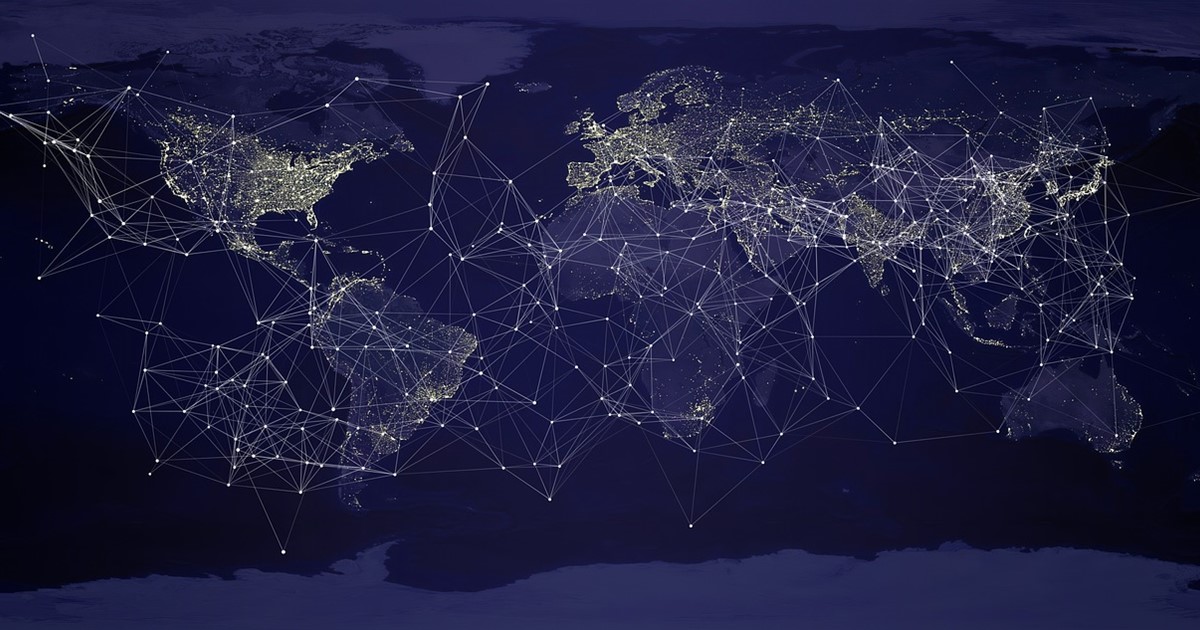 image depiction of a networks communicating around the globe.