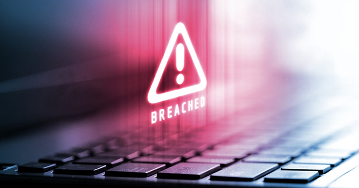 Data breach alert on a laptop